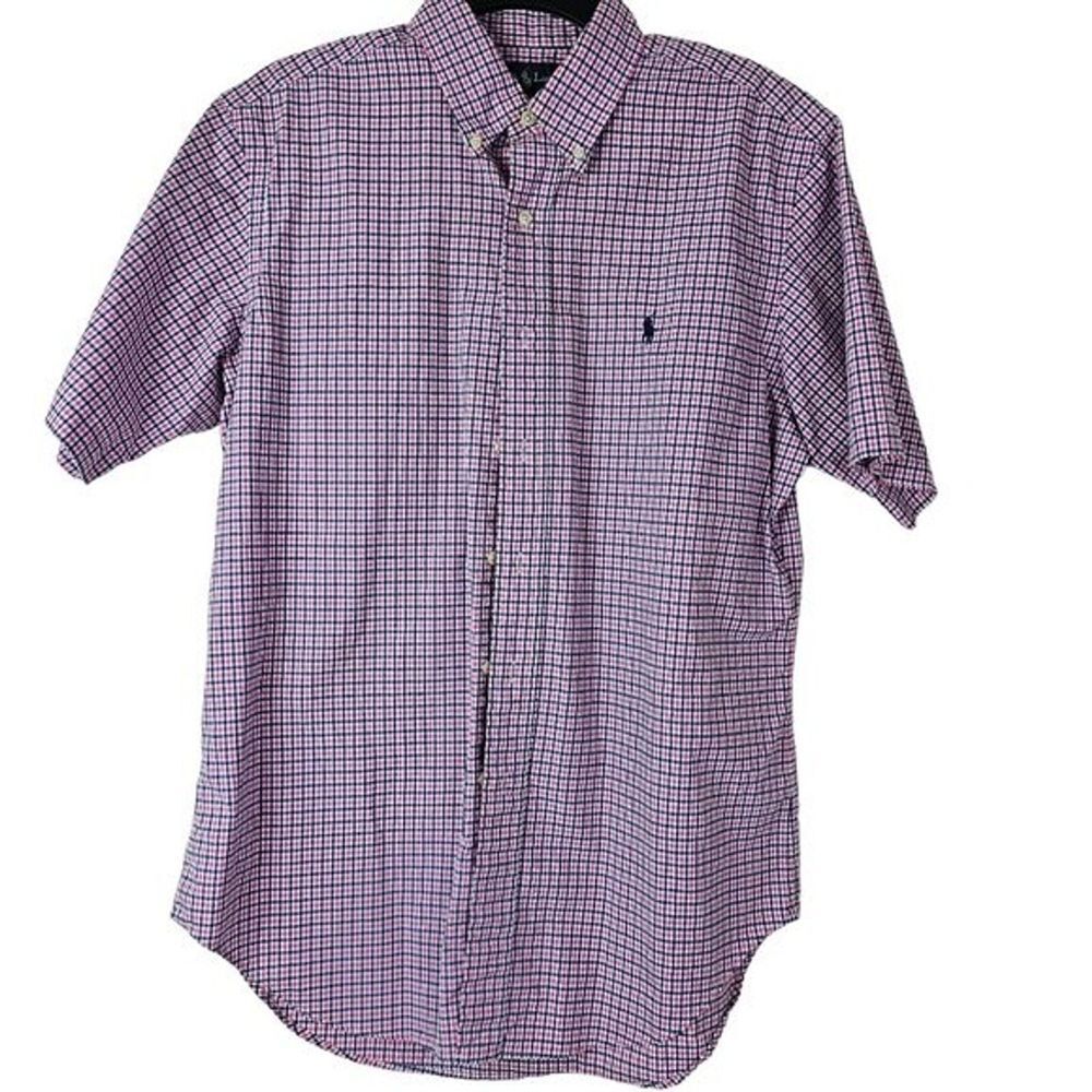 Ralph Lauren Men's Button-Down‎ Shirt Medium Pink Blue Plaid